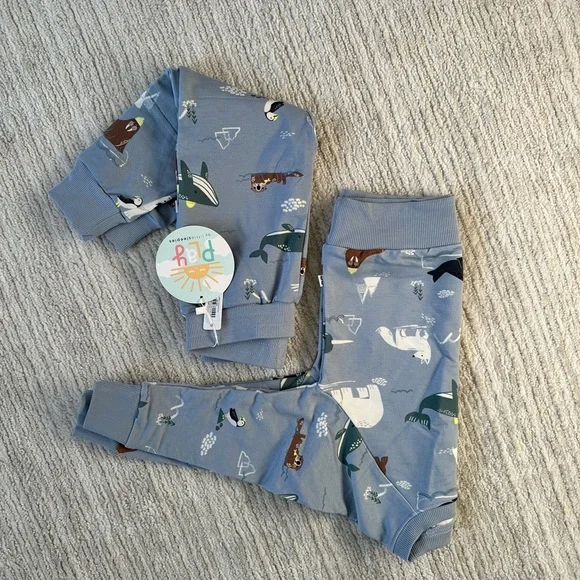 Little Sleepies Blue Animal Print Kids Matching Set - Picture 4 of 4